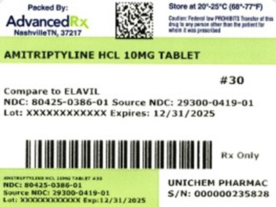 Amitriptyline 10mg #30 - Amitriptyline HCL 10mg 80425 0386 01
